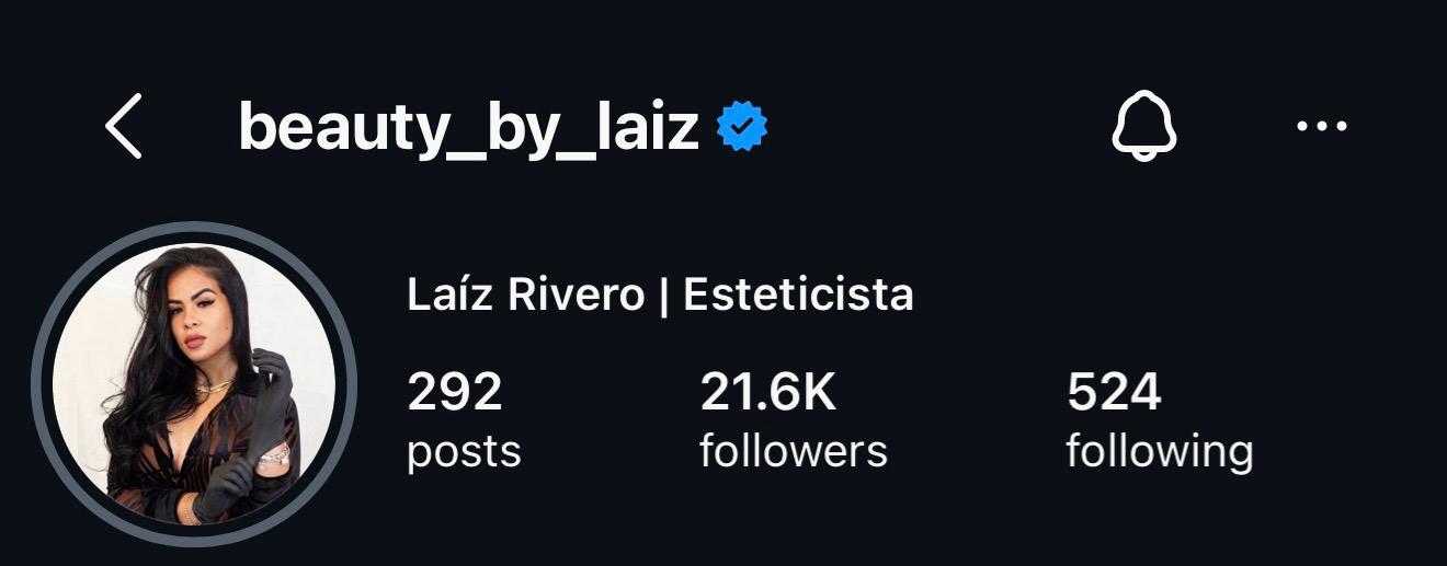 Captura original del perfil beauty_by_laiz con 21.6K seguidores, cifra aproximada.